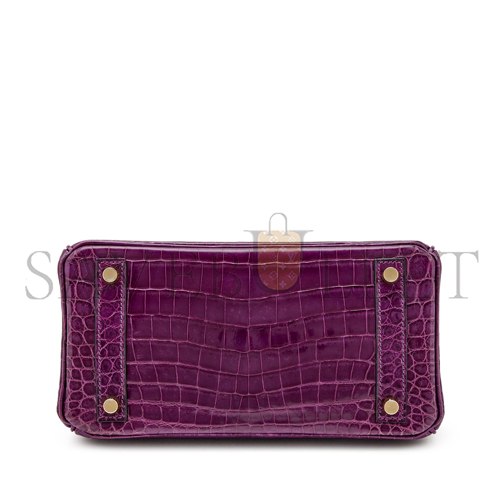 HERMÈS MASTER BIRKIN 25 CROCODILE LEATHER TUSCAN PURPLE GOLD BUCKLE H041354CK42 (25*20*13cm)